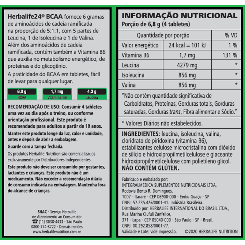 
                      
                        BCAA 5:1:1 - 120 Tabletes - 24 Hours - Herbalife
                      
                    