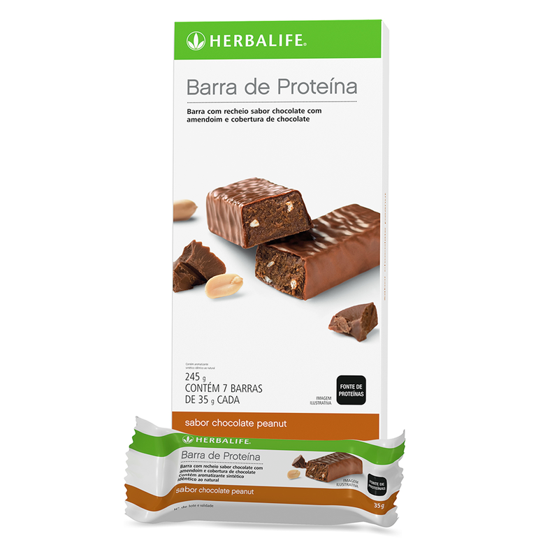 Barras de Proteína Chocolate Peanut Herbalife - 7 Barras por Caixa - 245g